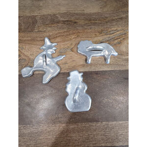 Vintage Aluminum Holiday Cookie Cutters Witch Snowman Lion Set Baking